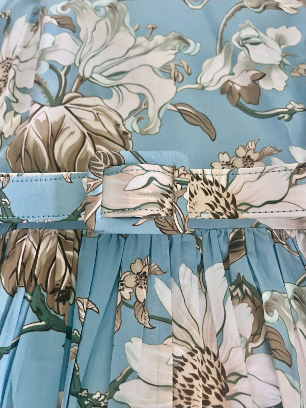 Oscar de la Renta Teal-Blue Floral Midi Wrap Dress - Picture 5 of 6